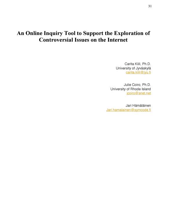 An online inquiry tool to support the exploration of controversial issues on the Internet