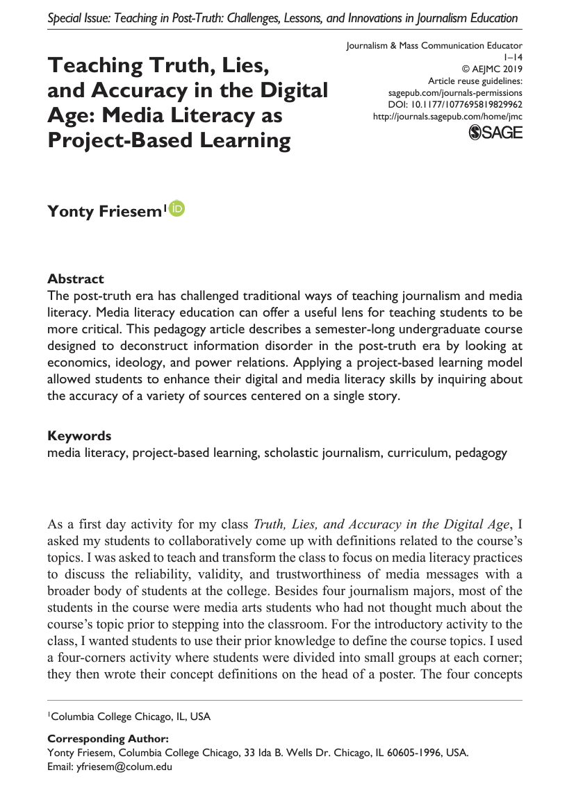 Teaching Truth, Lies, and Accuracy in the Digital Age